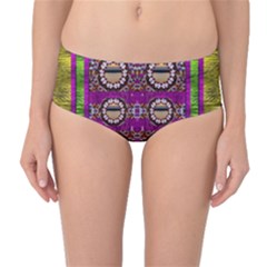 Rainbow Love For The Nature And Sunset In Calm And Steady State Mid-Waist Bikini Bottoms