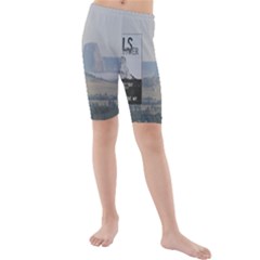 Devils Tower Stamp And Phto Kid s Mid Length Swim Shorts by tsartswashington