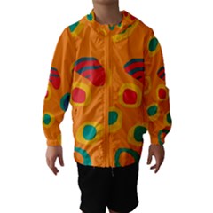 Orange Abstraction Hooded Wind Breaker (kids) by Valentinaart