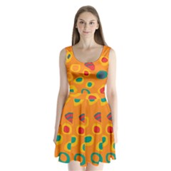 Orange Abstraction Split Back Mini Dress  by Valentinaart