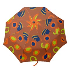 Orange Abstraction Folding Umbrellas by Valentinaart