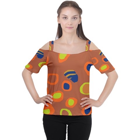 Orange Abstraction Women s Cutout Shoulder Tee by Valentinaart