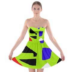 Green Abstraction Strapless Dresses by Valentinaart