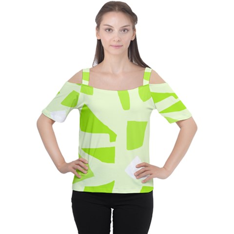 Green Abstract Design Women s Cutout Shoulder Tee by Valentinaart
