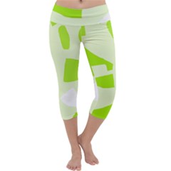 Green Abstract Design Capri Yoga Leggings by Valentinaart