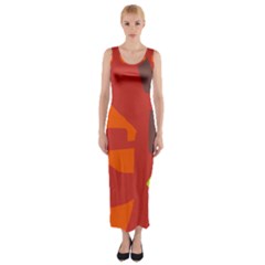 Red Abstraction Fitted Maxi Dress by Valentinaart