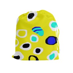 Yellow Abstract Pattern Drawstring Pouches (extra Large) by Valentinaart