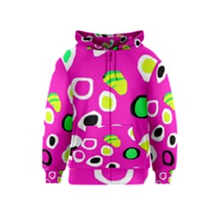 Pink Abstract Pattern Kids  Zipper Hoodie by Valentinaart