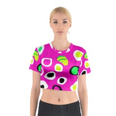 Pink Abstract Pattern Cotton Crop Top by Valentinaart