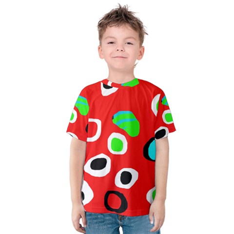 Red Abstract Pattern Kid s Cotton Tee by Valentinaart