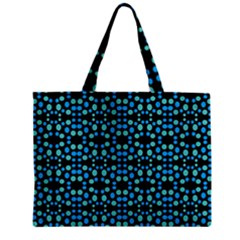 Dots Pattern Turquoise Blue Zipper Mini Tote Bag by BrightVibesDesign