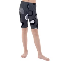 Gray Abstract Pattern Kid s Mid Length Swim Shorts by Valentinaart