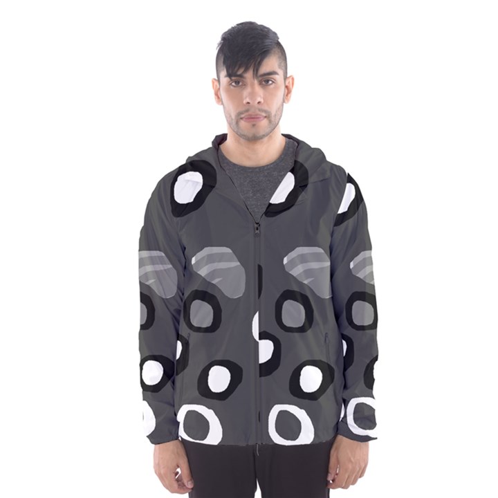 Gray abstract pattern Hooded Wind Breaker (Men)