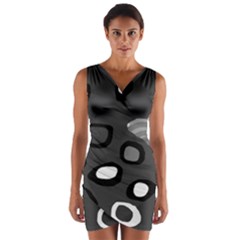 Gray Abstract Pattern Wrap Front Bodycon Dress by Valentinaart