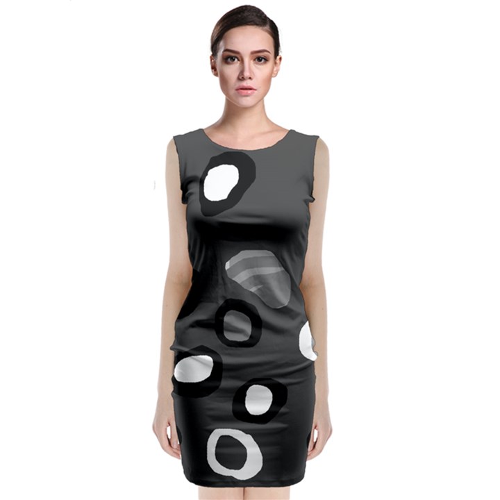 Gray abstract pattern Classic Sleeveless Midi Dress