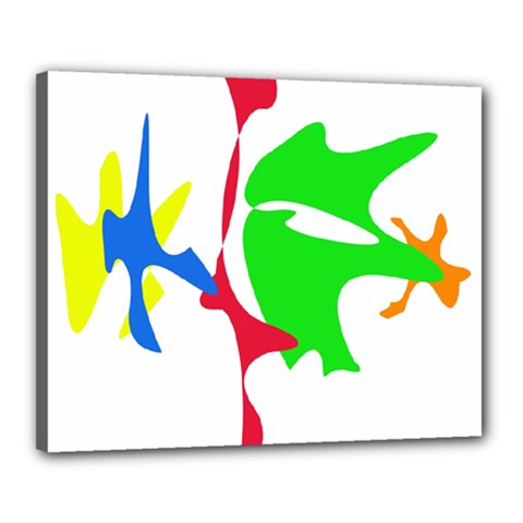 Colorful amoeba abstraction Canvas 20  x 16 