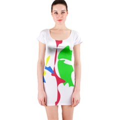 Colorful amoeba abstraction Short Sleeve Bodycon Dress