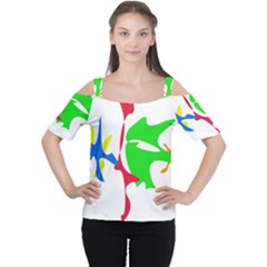 Colorful amoeba abstraction Women s Cutout Shoulder Tee