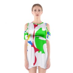 Colorful amoeba abstraction Cutout Shoulder Dress