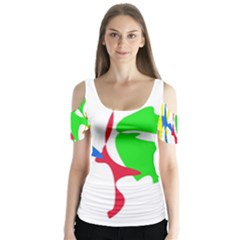 Colorful amoeba abstraction Butterfly Sleeve Cutout Tee 