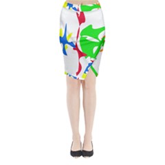 Colorful amoeba abstraction Midi Wrap Pencil Skirt