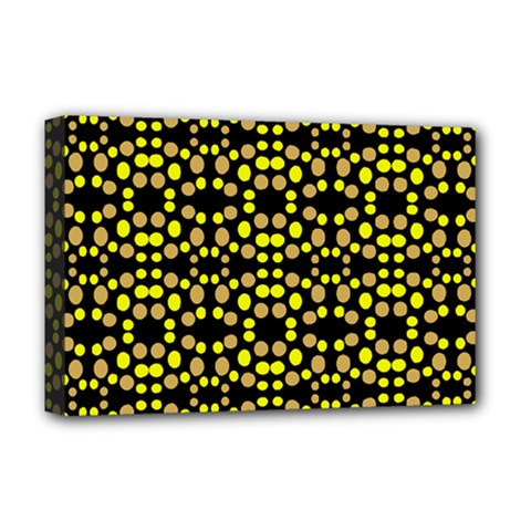 Dots Pattern Yellow Deluxe Canvas 18  X 12   by BrightVibesDesign