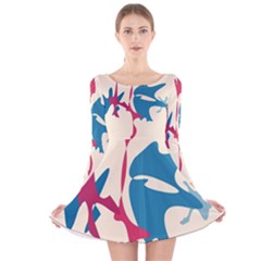 Decorative Amoeba Abstraction Long Sleeve Velvet Skater Dress