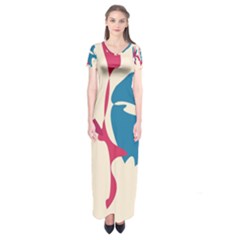 Decorative Amoeba Abstraction Short Sleeve Maxi Dress