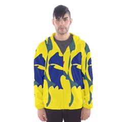 Yellow Amoeba Abstraction Hooded Wind Breaker (men) by Valentinaart