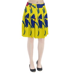 Yellow Amoeba Abstraction Pleated Skirt by Valentinaart