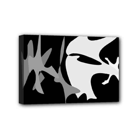 Black And White Amoeba Abstraction Mini Canvas 6  X 4  by Valentinaart