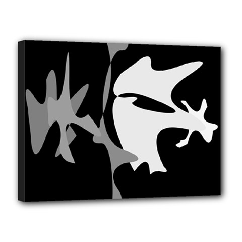 Black And White Amoeba Abstraction Canvas 16  X 12  by Valentinaart