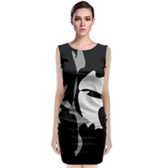 Black And White Amoeba Abstraction Classic Sleeveless Midi Dress by Valentinaart