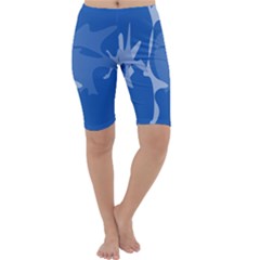 Blue Amoeba Abstraction Cropped Leggings  by Valentinaart