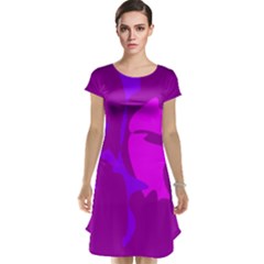 Purple, Pink And Magenta Amoeba Abstraction Cap Sleeve Nightdress by Valentinaart