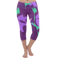 Purple Amoeba Abstraction Capri Yoga Leggings