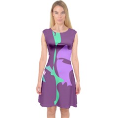 Purple Amoeba Abstraction Capsleeve Midi Dress by Valentinaart