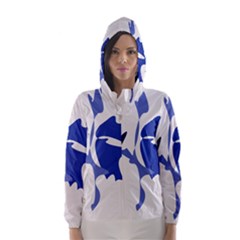 Blue Amoeba Abstract Hooded Wind Breaker (women) by Valentinaart