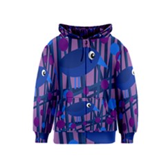 Purple Bird Kids  Zipper Hoodie by Valentinaart