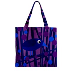 Purple Bird Zipper Grocery Tote Bag by Valentinaart