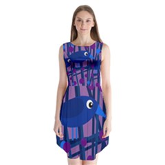 Purple Bird Sleeveless Chiffon Dress   by Valentinaart