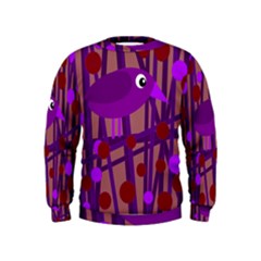 Sweet Purple Bird Kids  Sweatshirt by Valentinaart