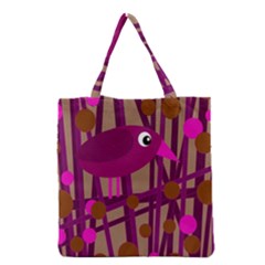 Cute Magenta Bird Grocery Tote Bag by Valentinaart