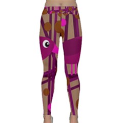 Cute Magenta Bird Yoga Leggings  by Valentinaart