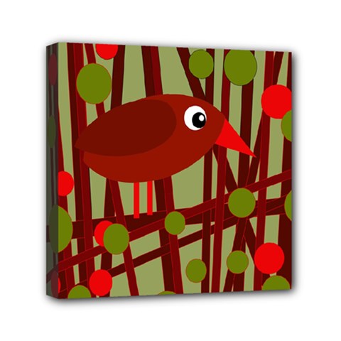 Red cute bird Mini Canvas 6  x 6 