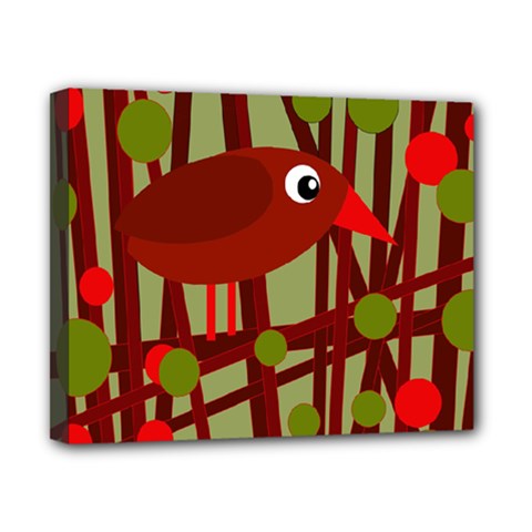 Red cute bird Canvas 10  x 8 