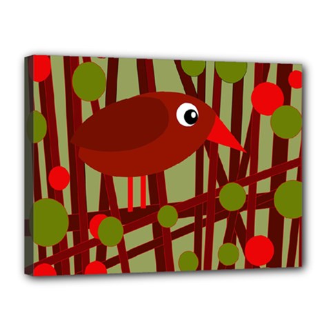Red cute bird Canvas 16  x 12 