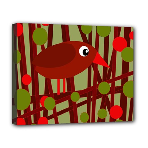 Red Cute Bird Deluxe Canvas 20  X 16   by Valentinaart