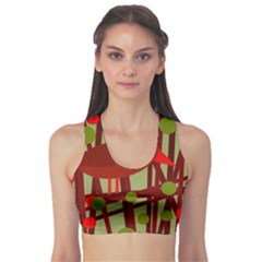 Red cute bird Sports Bra