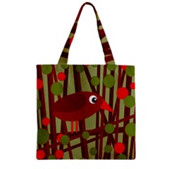 Red cute bird Zipper Grocery Tote Bag